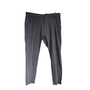 PROJEK RAW Mens Gray Plaid Jogger Pants, Size 38, Stretch,‎ Casual, Modern